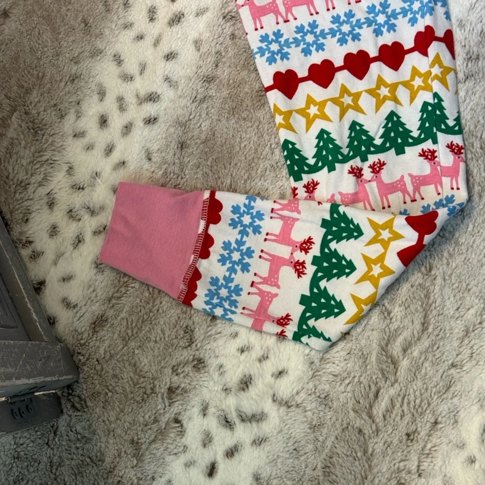 Boden Kids rainbow holiday pajama pants girls size 11 Christmas tree reindeer